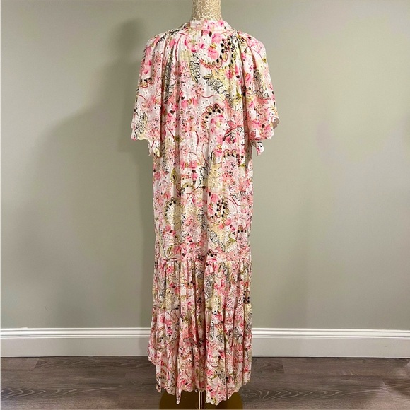 MISA Malena Los Angeles Floral Eyelet Embrodered Flutter Sleeve Midi Dress Sz S - Picture 8 of 12
